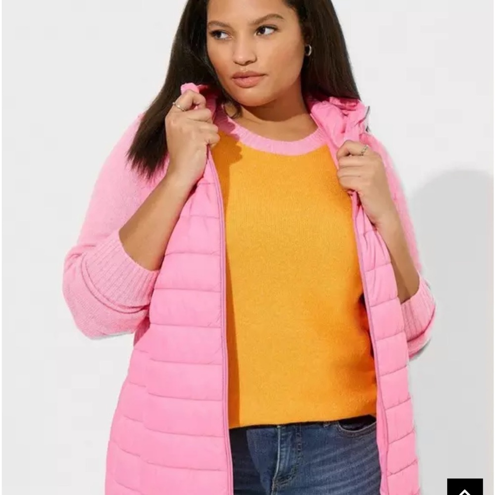 Torrid Pink Hooded Quilted Vest